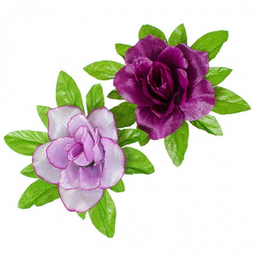 Искусственные цветы букет розы атласные с зеленой подложкой, 45см