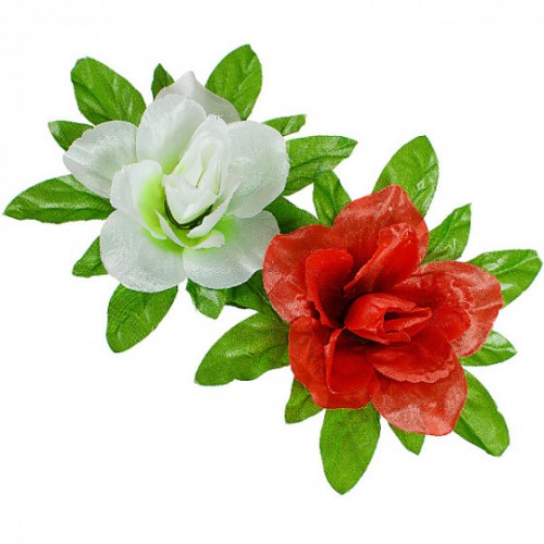 Штучні квіти букет атласні троянди із зеленою підкладкою, 45см