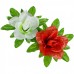 Штучні квіти букет атласні троянди із зеленою підкладкою, 45см