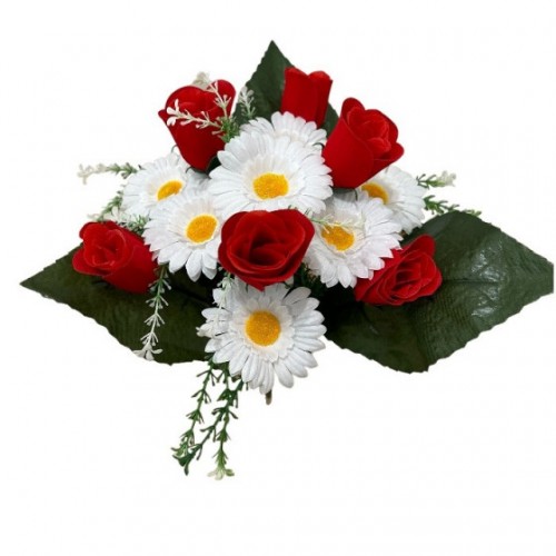 Искусственные цветы букет бархатный бутон с ромашкой, 38см