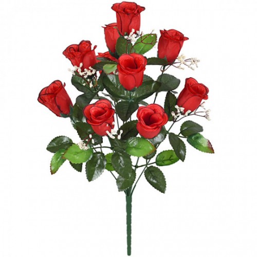 Искусственные цветы букет бутоны роз с кашкой, 52см