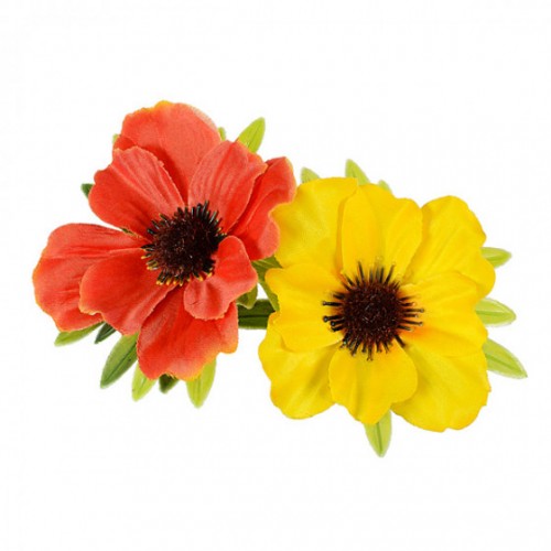 Штучні квіти букет атласні маки двоколірні, 29см