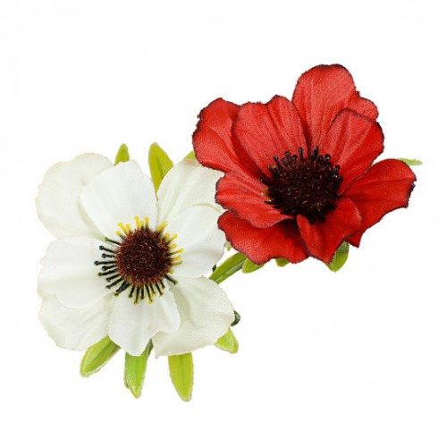Штучні квіти букет атласні маки двоколірні, 29см