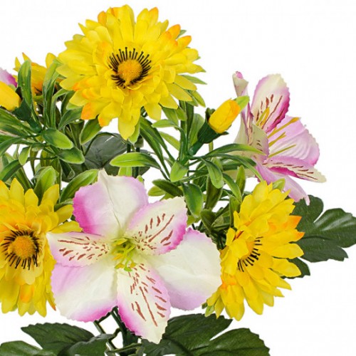 Штучні квіти букет айстри з бутончиками та орхідеями, 30см